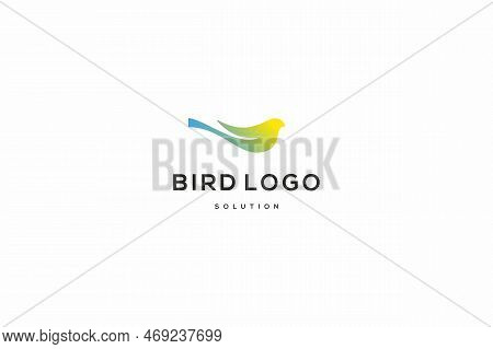 Template Logo Design Solution With Color Gradient Bird Image