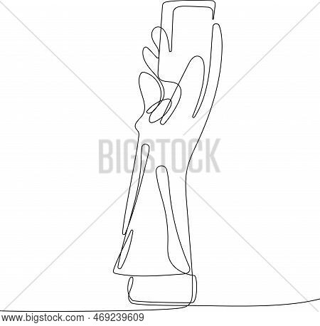Continuous One Line Drawing Of Bottles For Liquid Laundry Detergent, Bleach, Fabric Softener, Dishwa