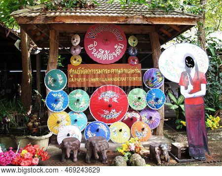 Bo Sang Or Bosang Umbrella Village And Souvenir Shop For Thai People Travelers Travel Visit And Shop