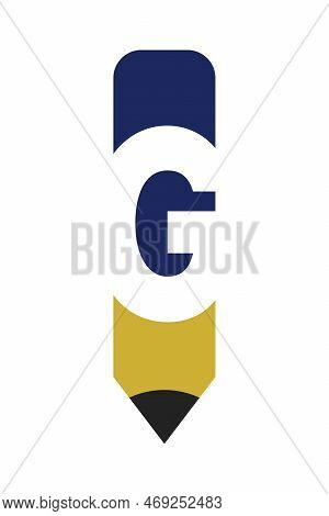Letter G With Pencil Logo Icon Design Template Elements. Vector Graphic Illustration. Text G Negativ