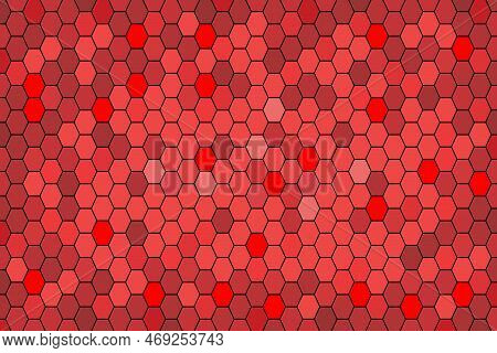 Abstract Red Background With Geometric Hexagons - Illustration, 
Red Of Light And Dark Red