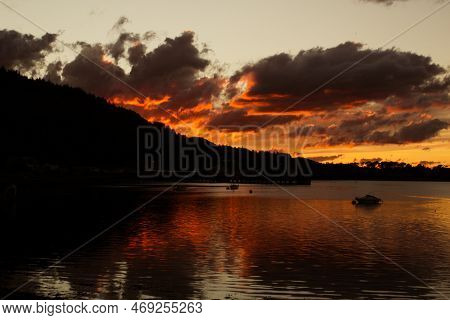 View Of Sunset Over Mull Island, Scotland At Dusk