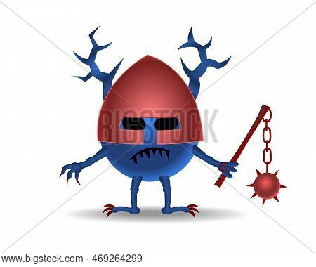 The Third Of The Four Horsemen Of The Apocalypse. Virus Knight Cartoon Character. Coronavirus Vector