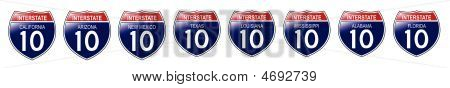 Amerikai Interstate-10 jelek, California, Florida