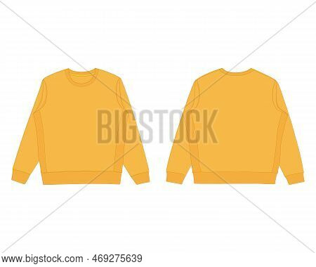 Yellow Sweatshirt Template - Long Sleeve Sweater Mockup - Long T-shirt Vector Design