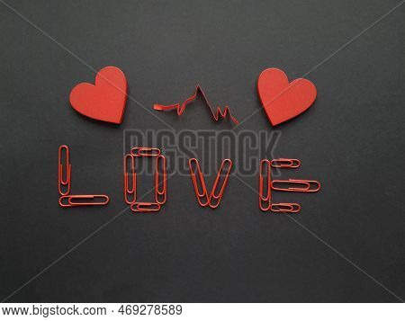 Love Hearts Saint Valentine's Day. Red And Black. Love Theme.cute Design For Decor