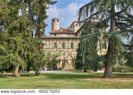 Manta, Itaky - October 14, 2018: The Sixteenth-century Palace Of  Valerano Saluzzo Della Manta Known
