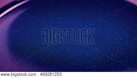 Blur Glitter Overlay. Color Bokeh Glow. Cosmic Star Dust. Defocused Neon Blue Pink Color Light Flare