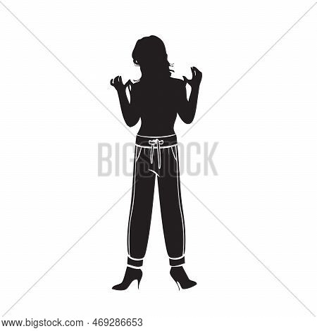 Silhouette Of A Female Figure In Sports Pants. Vector Illustration.