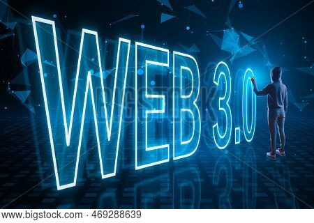 Creative Modern Background With Hacker. Web 3.0 Is A New Generation Of The Internet, Using Blockchai