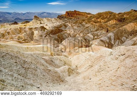Stunning View Of Famous Zabriskie Point In Death Valley National Park, California, Usa