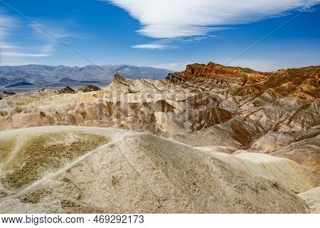 Stunning View Of Famous Zabriskie Point In Death Valley National Park, California, Usa