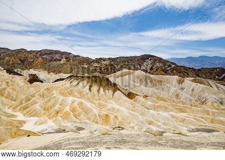 Stunning View Of Famous Zabriskie Point In Death Valley National Park, California, Usa