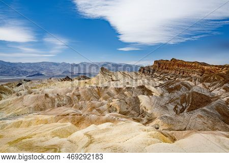 Stunning View Of Famous Zabriskie Point In Death Valley National Park, California, Usa