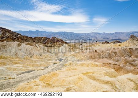 Stunning View Of Famous Zabriskie Point In Death Valley National Park, California, Usa