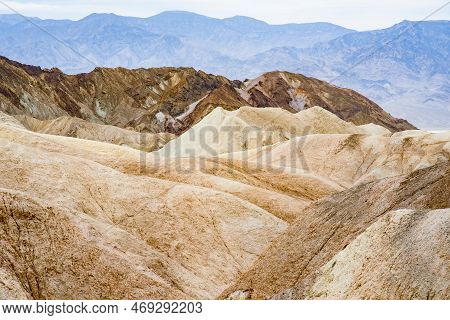 Stunning View Of Famous Zabriskie Point In Death Valley National Park, California, Usa