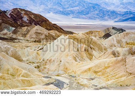 Stunning View Of Famous Zabriskie Point In Death Valley National Park, California, Usa