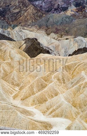 Stunning View Of Famous Zabriskie Point In Death Valley National Park, California, Usa