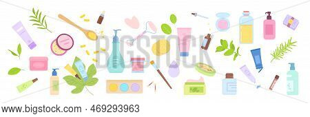 Skin Cleansing Products. Natural Vegan Eco Friendly Antiaging Cosmetic Product Peeling Facial Skinca