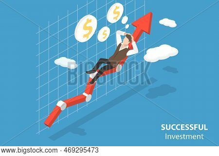 3d Isometric Flat Vector Conceptual Illustration Of Successful Investment, Finance Management, Asset