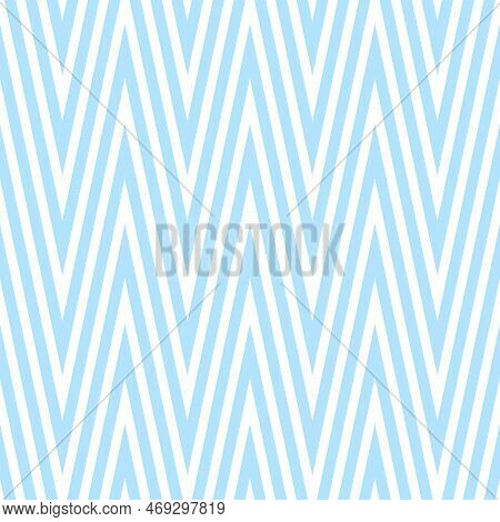 Light Blue Zigzag Seamless Pattern. Chevron Fabric Texture. Abstract Zig Zag Background. Repeating W
