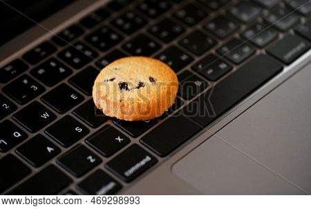 Internet Cookies Internet Browser Cookies Concept, Mini Cookies On Keyboard Computer Laptop