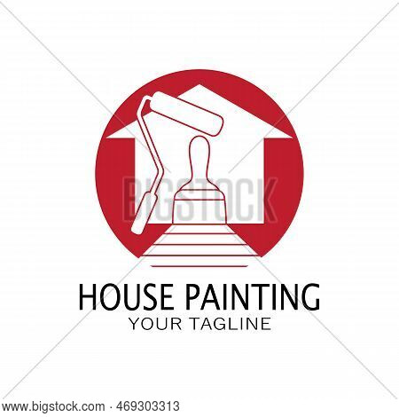 Logo Icon Illustration House Paint With A Blend Of Brushes And Rollers For House Wall Paint Design,