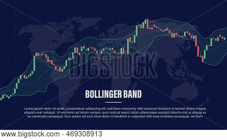 Bollinger Band Indicator For Stock Market Trading With Candle Stick And Modern Flat Style Vector Ill