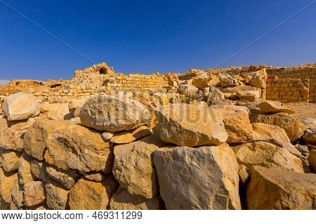 Ruins Of Crusaders Shobak Castle In Jordan