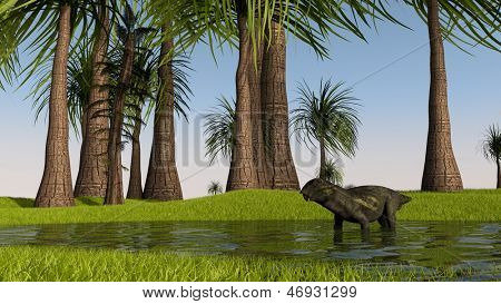 lystrosaurus in jungle lake