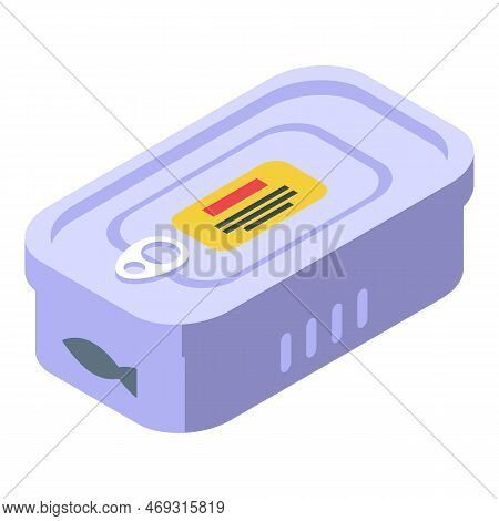 Sardine Tin Can Icon Isometric Vector. Herring Fish. Pacific Food
