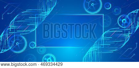 Hi-tech Communication Illustration On A Blue Background. 5g High-speed Information Transmission Tech