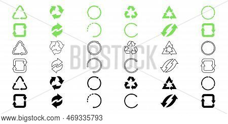 Recycling And Rotation Arrow Icon Pack. Flat Design Web Elements For Website, App For Infographics M