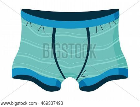 Men Underwear Design Vector In Flat Style. Boy Underpants. Doodle Male Slimming Or Swimming Underwea