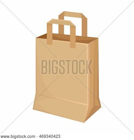 Paper Bag Vector Illustration. Cartoon Drawing Of Eco Friendly Packaging For Food Or Grocery Shoppin
