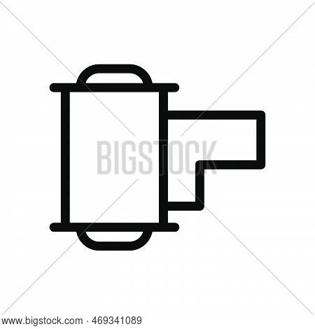Videotape Icon Line Isolated On White Background. Black Flat Thin Icon On Modern Outline Style. Line