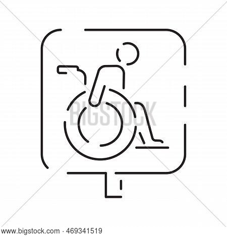 Handicap Or Disabled Thin Line Icon. Vector Illustration Wheelchair, Older, Handicapped, Deaf And So