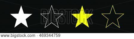 Stars In A Linear Flat Design. Star Icons. Vector Black And Yellow Color Star Icon, Isolated. Vector