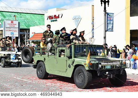 Westminster, California - 22 Jan 2023: Members Of The Vietnamese American Veterans Allies Ride In A 