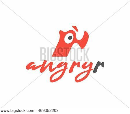 Angry R Graphic Design. Humor R Letter Character Logo Design. Comic Initial Vector Design