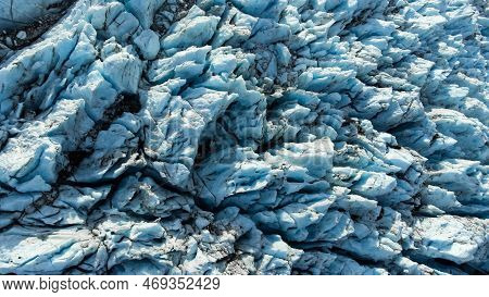 Glacier In Iceland, Pure Blue Melting Ice At Winter Season, Nature Landscape. Vatnajokull National P