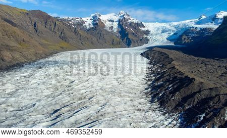 Vatnajokull Glacier In Iceland, Pure Blue Ice At Winter Season, Nature Landscape.