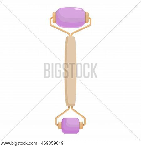 Cosmetology Facial Roller Icon Cartoon Vector. Face Skin. Stone Massager