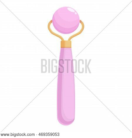 Woman Facial Roller Icon Cartoon Vector. Face Skin. Home Spa