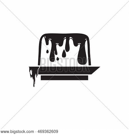 Symbol Of Traditional Dessert Pudding With Icing. Vector Illustration