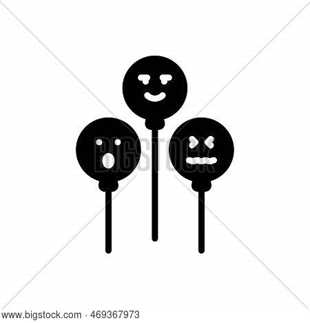 Black Solid Icon For Feelings Balloons Emoji Emotion Smile Happy Unhappy Charecter Sadness Expressio