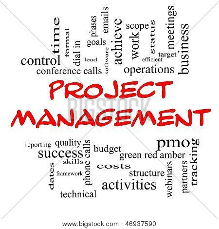 Project Management Word Cloud Concept In Red Caps