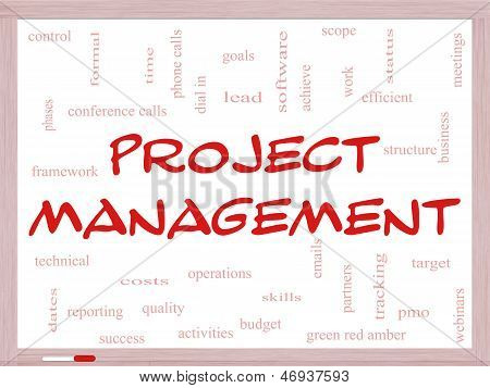 Project Management Word Cloud Concept On A Whiteboard