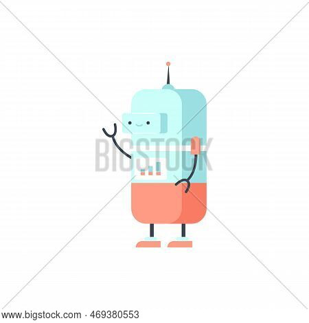 Cute Baby Robot Android Cartoon Character Flat Vector Illustration Isolated.