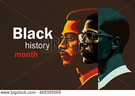 African American History Or Black History Month. Usa And Canada. African Man With Text Black History